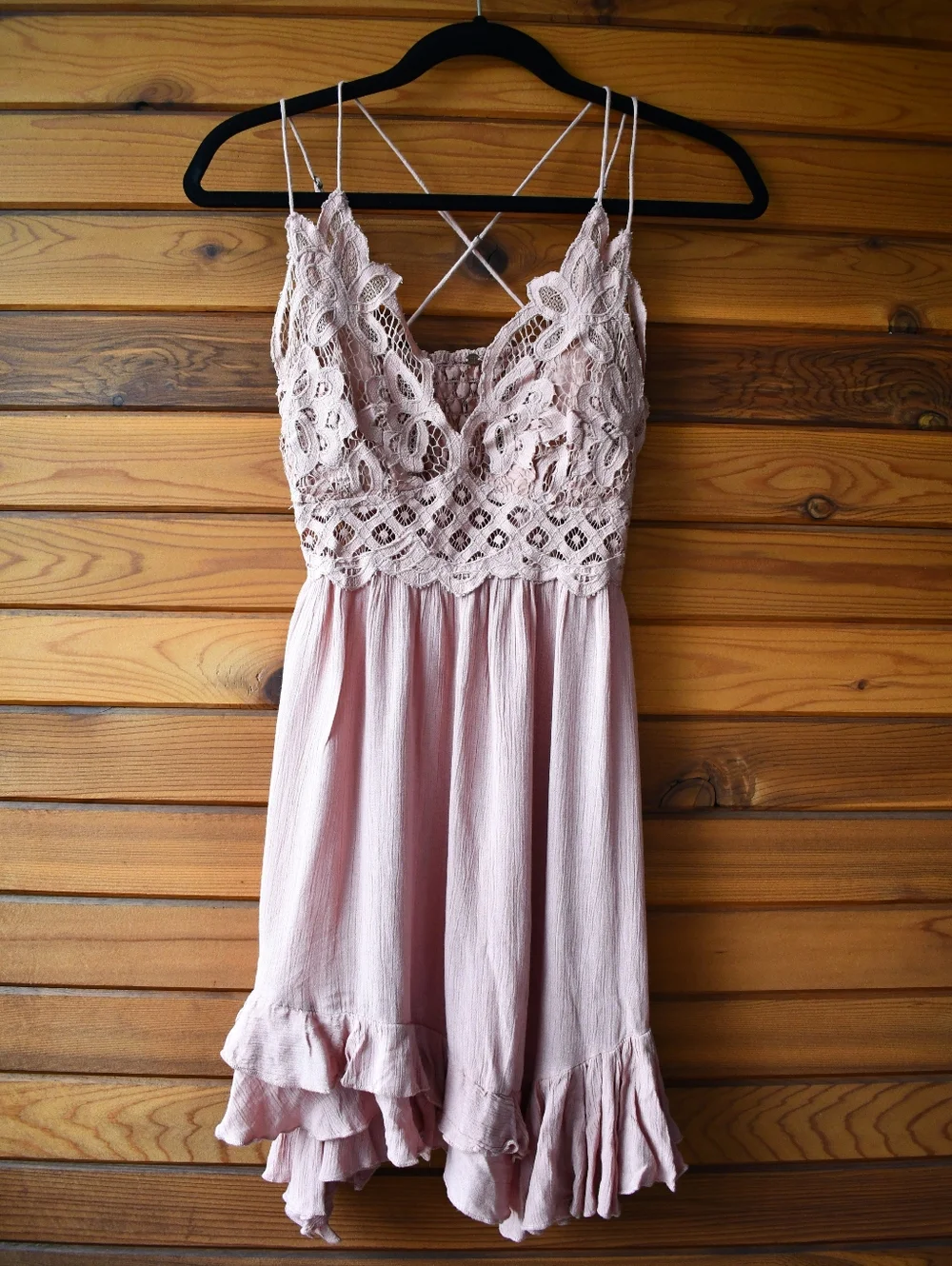 Free People Slip Dress Womens Rose Pink Mini Adella Lace Size Medium - Picture 2 of 8